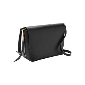 Fossil Maya Black Leather Flap Crossbody Messenger Purse Bag ZB7615